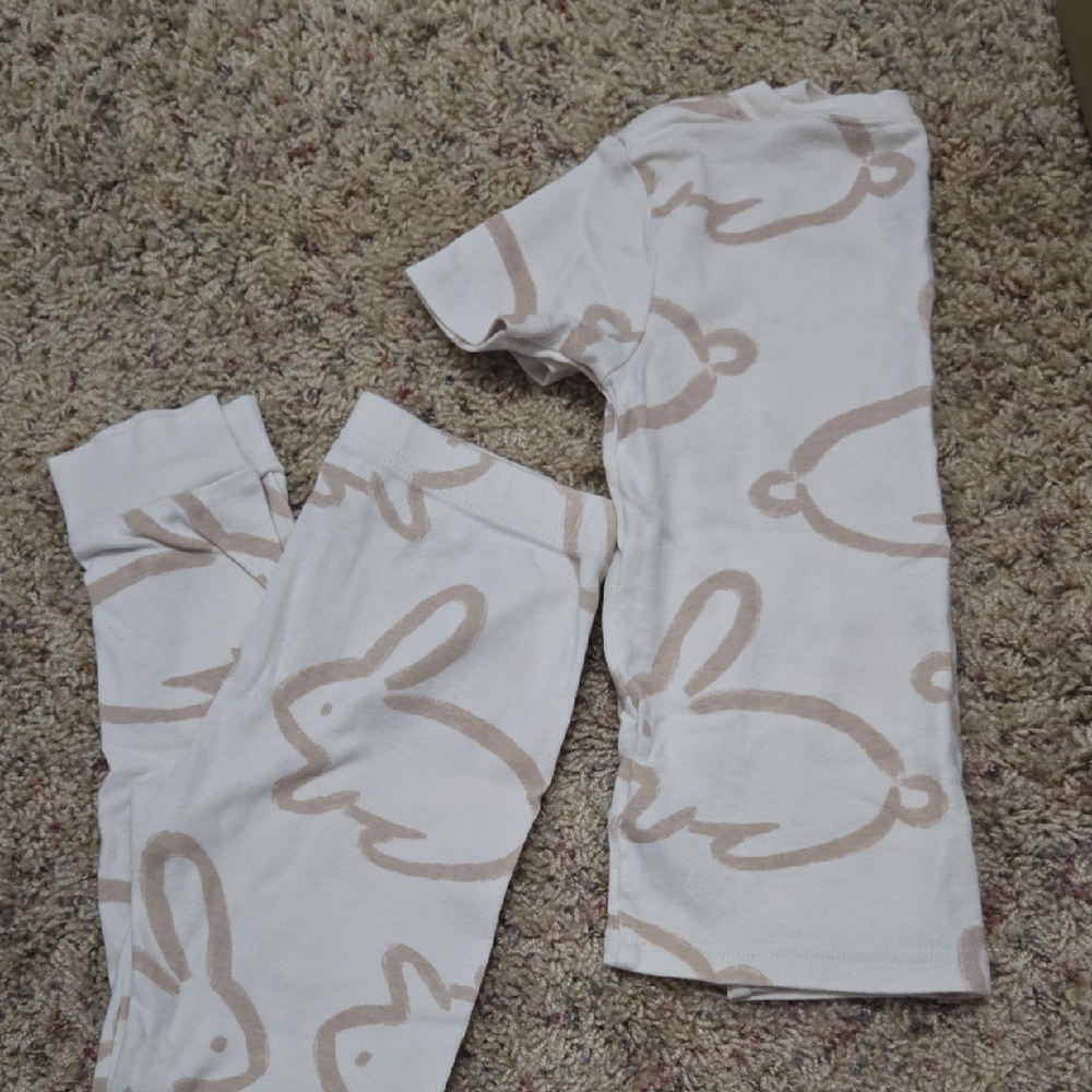 Carter's Cream Pajama Set with Beige Bunny Print